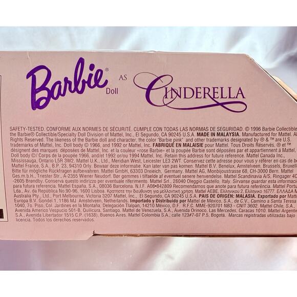 Barbie Cinderella Doll Collector Edition 1996 Vintage Toy 16900 Mattel - Picture 7 of 8